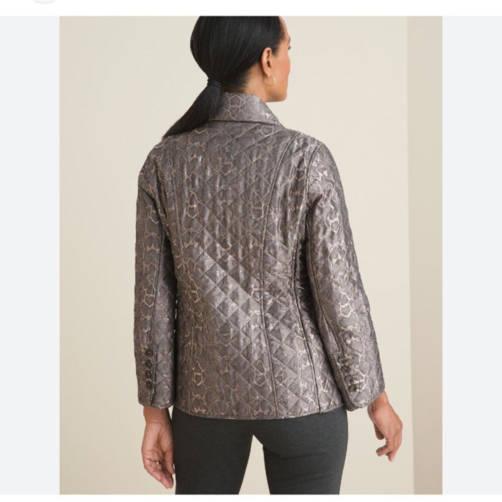 Chicos Python Print Quilted Button Up Jacket Size… - image 2